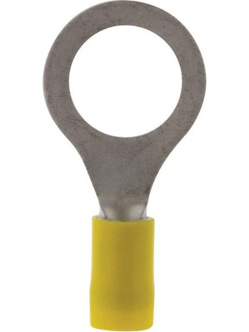 Jaylec Pack 10 Ring Terminal 12mm Insul Pvc Double Crimp Yellow TE1512BL Ring Terminals Jaylec - Micks Gone Bush
