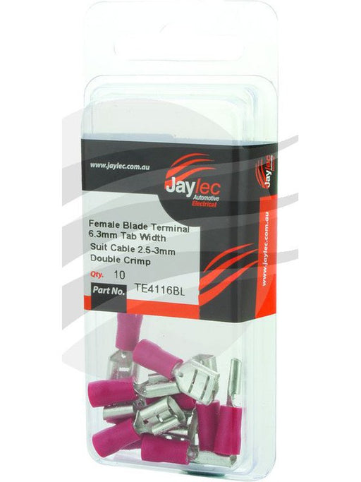Jaylec Female Blade Terminal 6.3mm [ref Narva 56034BL] Pack 10 TE4116BL Solderless Terminal Kits Jaylec - Micks Gone Bush