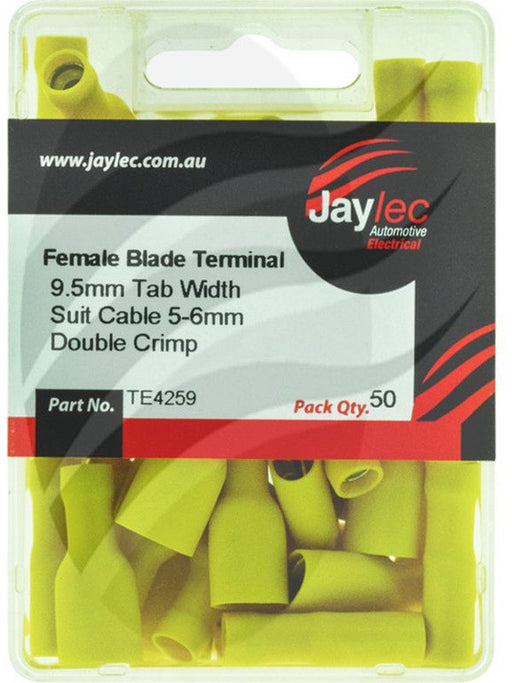 Jaylec Pack 50 Female Blade Terminal 10mm Fully Insul Pvc Copper Sleeve TE4259 Solderless Terminal Kits Jaylec - Micks Gone Bush