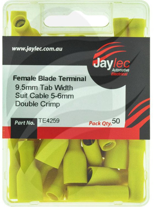Jaylec Pack 50 Female Blade Terminal 10mm Fully Insul Pvc Copper Sleeve TE4259 Solderless Terminal Kits Jaylec - Micks Gone Bush