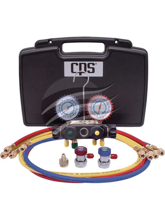 CPS 4 Way Manifold Gauge Set R134A R404A Sight Class Hoses and Couplers TO1587 CPS - Micks Gone Bush