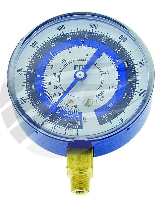 CPS Gauge Blue Lo Side R134A 80mm No Longer Liquid Filled TO4215 CPS - Micks Gone Bush