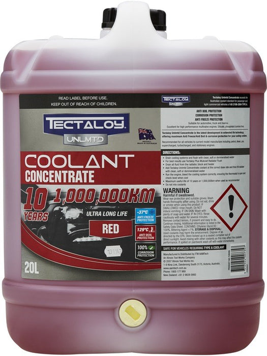 Tectaloy Unlmtd Coolant Concentrate Extra Long Life Red 20L TUR20L TECTALOY - Micks Gone Bush