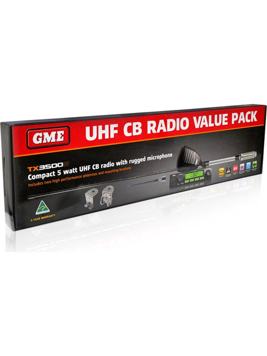 GME Uhf Cb Radio 80 Channel Value Pack Inc Tx3500 Ae4018K2 Mb407Ss TX3500SVP GME - Micks Gone Bush