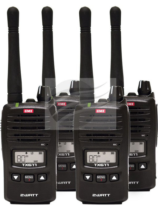 GME 2 Watt 80 Channel Compact Hand Held Uhf Cb Radio Quad Pack Gme TX677QP GME - Micks Gone Bush
