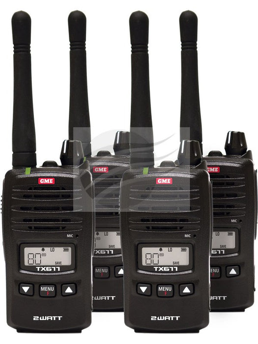 GME 2 Watt 80 Channel Compact Hand Held Uhf Cb Radio Quad Pack Gme TX677QP GME - Micks Gone Bush