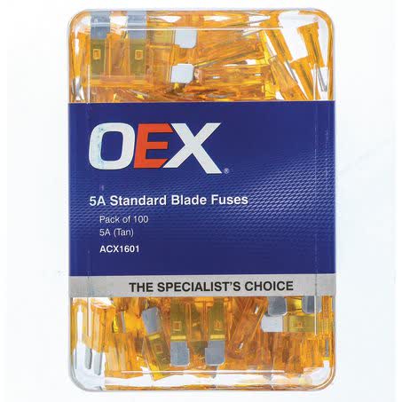OEX Standard Blade Fuse 5A Tan Pack Of 100 ACX1601 FUSE OEX - Micks Gone Bush