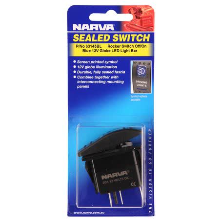 Narva Sealed Rocker Switch Off/on Spdt 12V Blue Illuminated LED Light Bar Symbol 20A Part No. 63145BL SWITCH NARVA - Micks Gone Bush