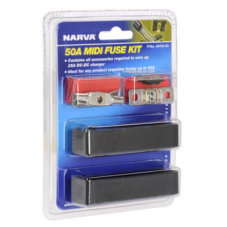 Narva 50A Midi Fuse Kit Suits 25A Dcdc Chargers Part No. 54470-50BL FUSE HOLDER AND BOXES NARVA - Micks Gone Bush