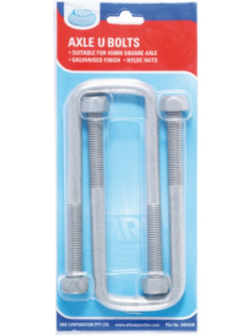 ARK 40mm U-Bolt For 40mm Square Axle 130mm Long with Nyloc Nuts Blister UB40GB ARK - Micks Gone Bush