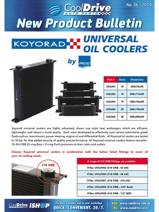 Koyorad Universal Oil Fitting 10 Orb To 1/2 Bsp Male I/Flare UOILF005 Koyorad - Micks Gone Bush