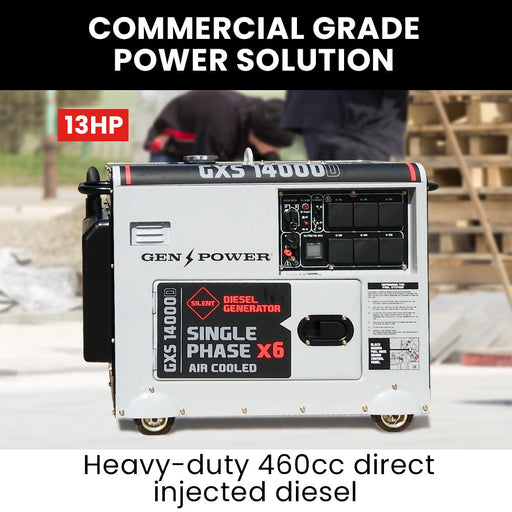 GENPOWER 8.4kW Peak 6kW Rated Commercial Diesel Generator Electric Key Start Tools > Power Tools > Generators Micks Gone Bush - Micks Gone Bush