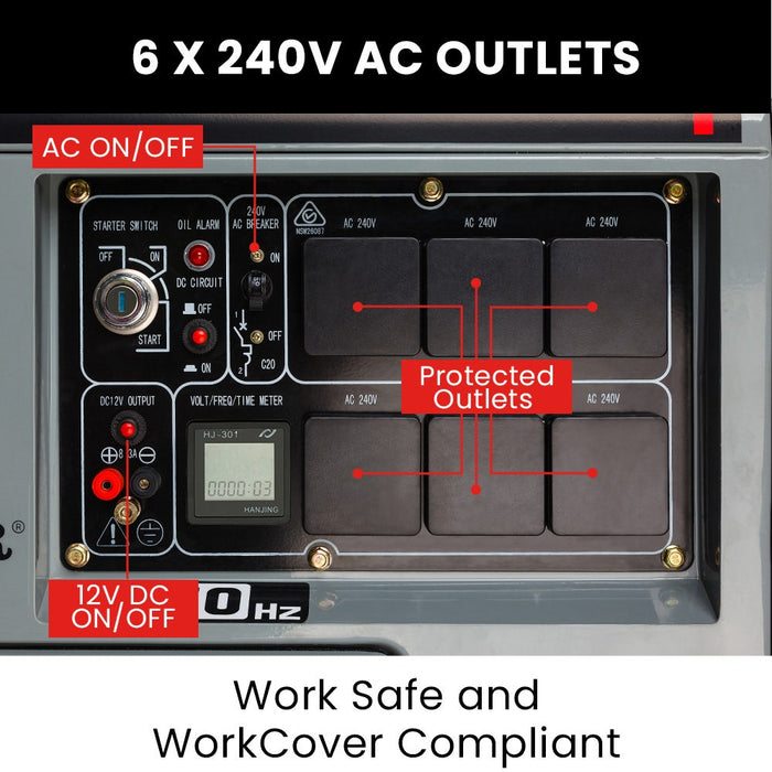 GENPOWER 8.4kW Peak 6kW Rated Commercial Diesel Generator Electric Key Start Tools > Power Tools > Generators Micks Gone Bush - Micks Gone Bush