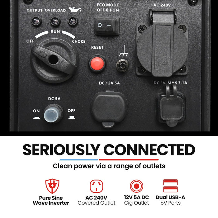 GENPOWER 1.2kW Peak 1.0kW Inverter Generator Outdoor Recreation > Camping > Batteries & Generators Micks Gone Bush - Micks Gone Bush