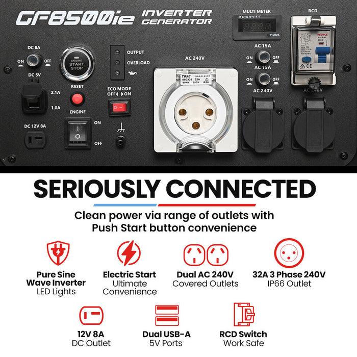 GENPOWER 8.5kW Peak 7.2kw Open Frame Inverter Generator, Push-Button Start Outdoor Recreation > Camping > Batteries & Generators Micks Gone Bush - Micks Gone Bush