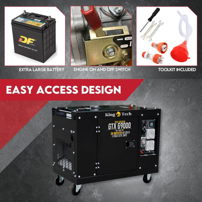 KINGTECH 8.4kW Max 6kW Rated Diesel Generator Single Phase Tools > Power Tools > Generators Micks Gone Bush - Micks Gone Bush
