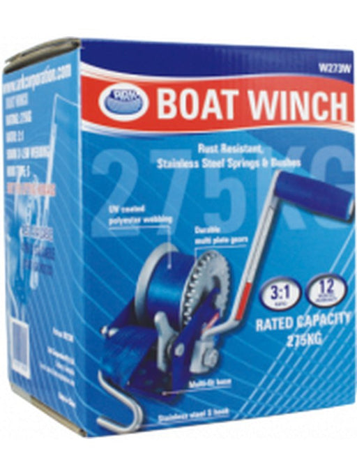 ARK 275Kg 600Lbs Boat Winch 3:1 Ratio 50mm X 4.5M Webbing UV Coated W273W ARK - Micks Gone Bush