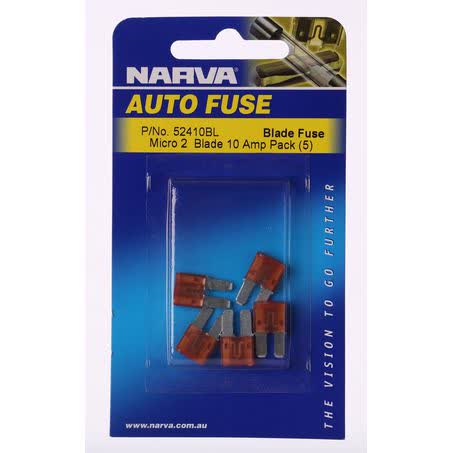 Narva Micro 2 Blade Fuse 10A 5 Pack Part No. 52410BL FUSE NARVA - Micks Gone Bush