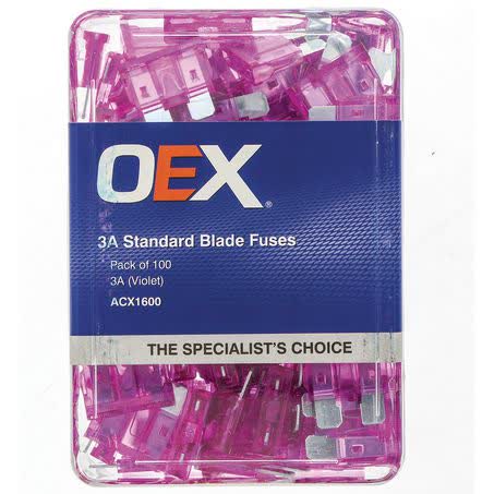 OEX Standard Blade Fuse 3A Violet Pack Of 100 ACX1600 FUSE OEX - Micks Gone Bush
