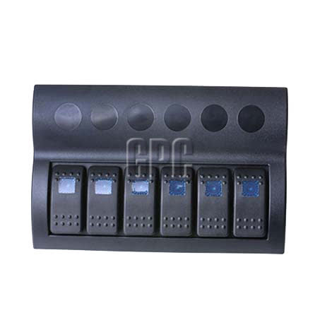 Thunder 6 Way Rocker Switch Panel On-off Spst 12/24V Blue Illuminated 20A Part No. TDR11031 SWITCH THUNDER - Micks Gone Bush
