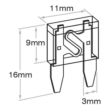 OEX Mini Blade Fuse 3A Violet Pack Of 5 Part No. ACX1650BL FUSE OEX - Micks Gone Bush