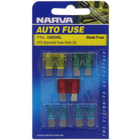 Narva Standard Blade Fuse Assortment 5 Piece Pack 10A 15A 20A 30A Part No. 52800BL FUSE ASSORTMENT NARVA - Micks Gone Bush