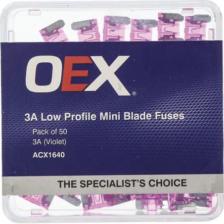 OEX Low Profile Mini Blade Fuse 3A Violet Pack Of 50 ACX1640 FUSE OEX - Micks Gone Bush