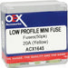 OEX Low Profile Mini Blade Fuse 20A Yellow Pack Of 50 Part No. ACX1645 FUSE OEX - Micks Gone Bush