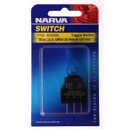 Narva Toggle Switch Off/on Spst Blue LED 20A 12V Part No. 60256BL SWITCH NARVA - Micks Gone Bush