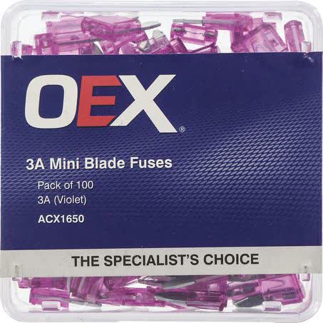 OEX Mini Blade Fuse 3A Violet Pack Of 100 ACX1650 FUSE OEX - Micks Gone Bush