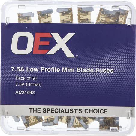 OEX Low Profile Mini Blade Fuse 7.5A Brown Pack Of 50 ACX1642 FUSE OEX - Micks Gone Bush
