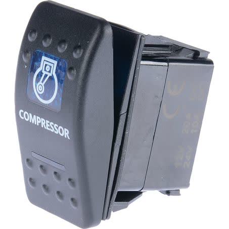 Drivetech 4X4 Rocker Compressor Switch On/off Spst 12 Or 24V Blue Illumination 20A DT-11009 SWITCH DRIVETECH 4X4 - Micks Gone Bush