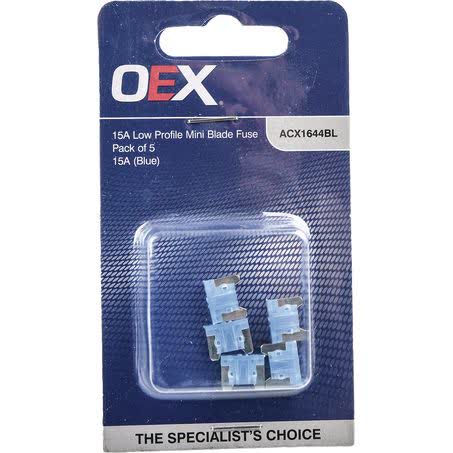 OEX Low Profile Mini Blade Fuse 15A Blue Pack Of 5 - ACX1644BL FUSE OEX - Micks Gone Bush