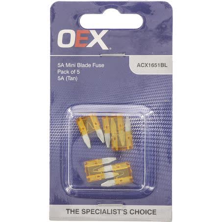 OEX Mini Blade Fuse 5A Tan Pack Of 5 | Part No. ACX1651BL FUSE OEX - Micks Gone Bush