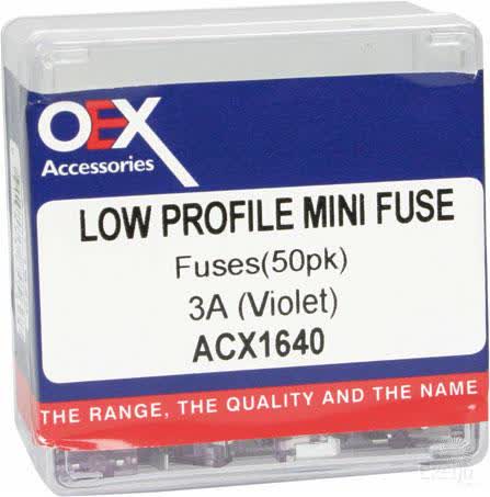 OEX Low Profile Mini Blade Fuse 3A Violet Pack Of 50 ACX1640 FUSE OEX - Micks Gone Bush