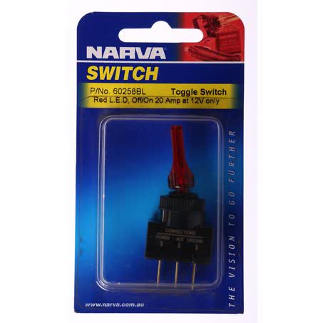 Narva Toggle Switch Off/on Spst Red LED 20A 12V 60258BL SWITCH NARVA - Micks Gone Bush