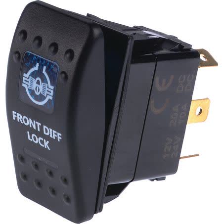 Drivetech 4X4 Rocker Front Diff Switch On/off Spst 12 Or 24V Blue Illumination 20A DT-11022 SWITCH DRIVETECH 4X4 - Micks Gone Bush