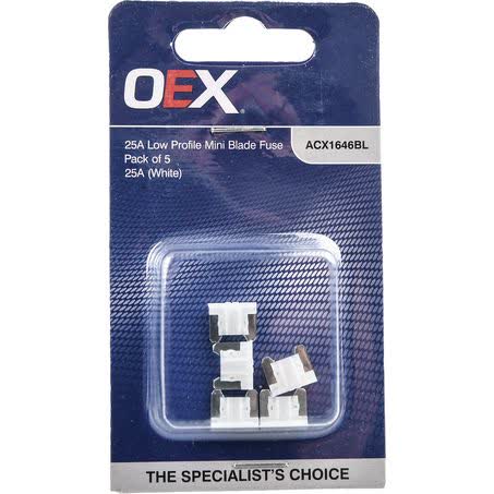 OEX Low Profile Mini Blade Fuse 25A White Pack Of 5 ACX1646BL FUSE OEX - Micks Gone Bush