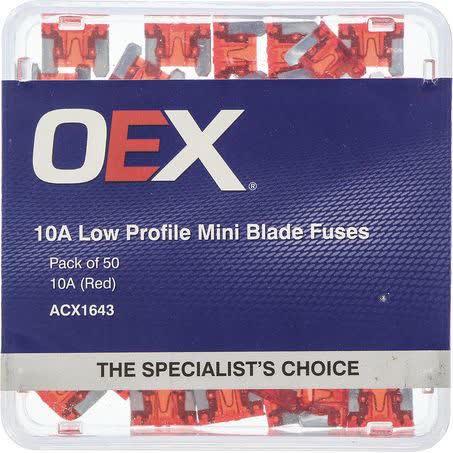 OEX Low Profile Mini Blade Fuse 10A Red Pack Of 50 | Part No. ACX1643 FUSE OEX - Micks Gone Bush