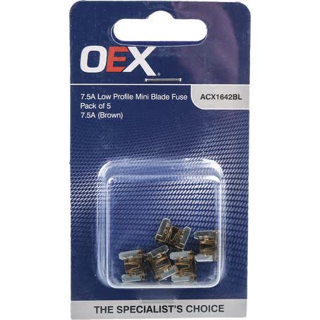 OEX Low Profile Mini Blade Fuse 7.5A Brown Pack Of 5 - ACX1642BL FUSE OEX - Micks Gone Bush
