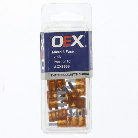 OEX Micro 3 Blade Fuse 7.5A Brown Pack Of 10 Part No. ACX1668 FUSE OEX - Micks Gone Bush