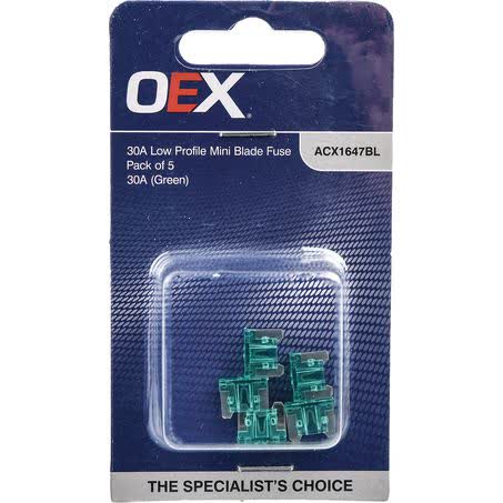 OEX Low Profile Mini Blade Fuse 30A Green Pack Of 5 ACX1647BL FUSE OEX - Micks Gone Bush