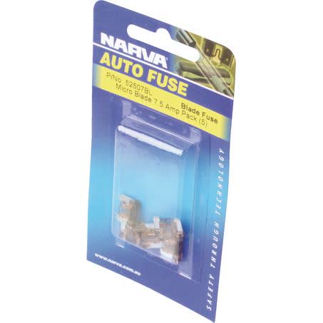 Narva Micro Blade Fuse 7.5A 5 Pack Part No. 52507BL FUSE NARVA - Micks Gone Bush