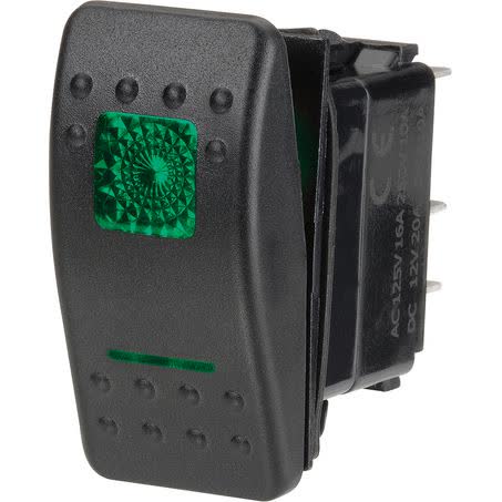 Narva Sealed Rocker Switch Off/on Spst 12V Green Illuminated 20A Part No. 63124BL SWITCH NARVA - Micks Gone Bush