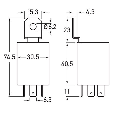 Hella Flasher Relay 12V Electronic 171W Max, 4 Terminal, Part No. 3039 FLASHER UNIT HELLA - Micks Gone Bush