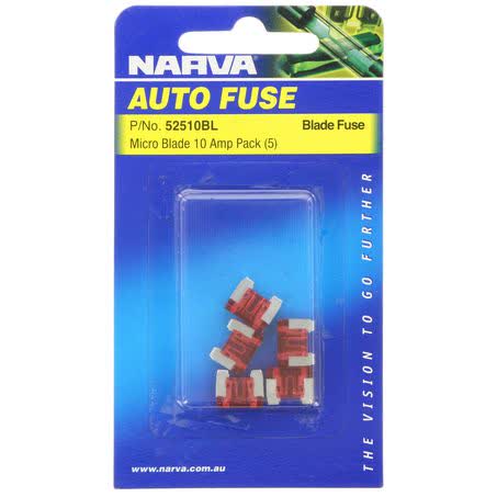 Narva Micro Blade Fuse 10A Red 5 Pack 52510BL FUSE NARVA - Micks Gone Bush