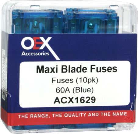 OEX Maxi Blade Fuse 60A Blue Pack Of 10 ACX1629 FUSE OEX - Micks Gone Bush