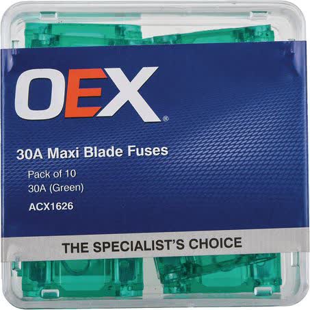 OEX Maxi Blade Fuse 30A Green Pack Of 10 Part No. ACX1626 FUSE OEX - Micks Gone Bush