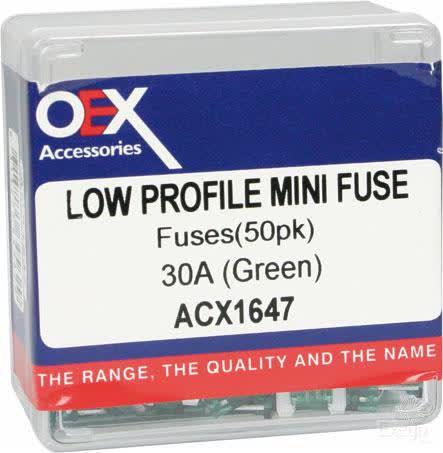 OEX Low Profile Mini Blade Fuse 30A Green Pack Of 50 ACX1647 FUSE OEX - Micks Gone Bush