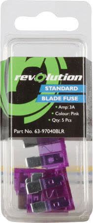 Revolution Standard Blade Fuse 3A Pack Of 5, Part No. 63-97040BLR FUSE REVOLUTION - Micks Gone Bush